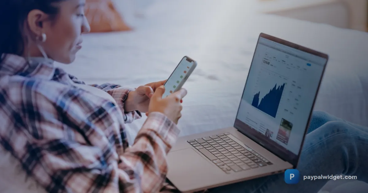 ایک شخص ایک ہاتھ میں پکڑے Android فون پر اپنا PayPal balance چیک کر رہا ہے